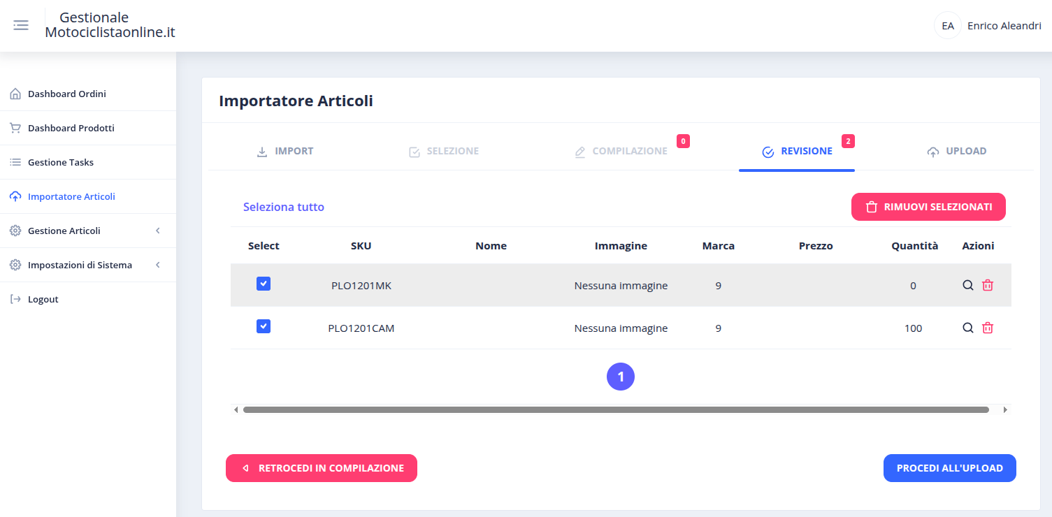 Motociclistaonline — gestionale custom per e-commerce moto